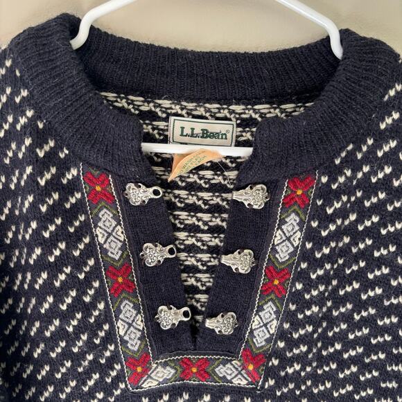 VTG L.L. Bean Women's Birdseye Nordic Fisherman Sweater Made in Norway Size M - Picture 3 of 7